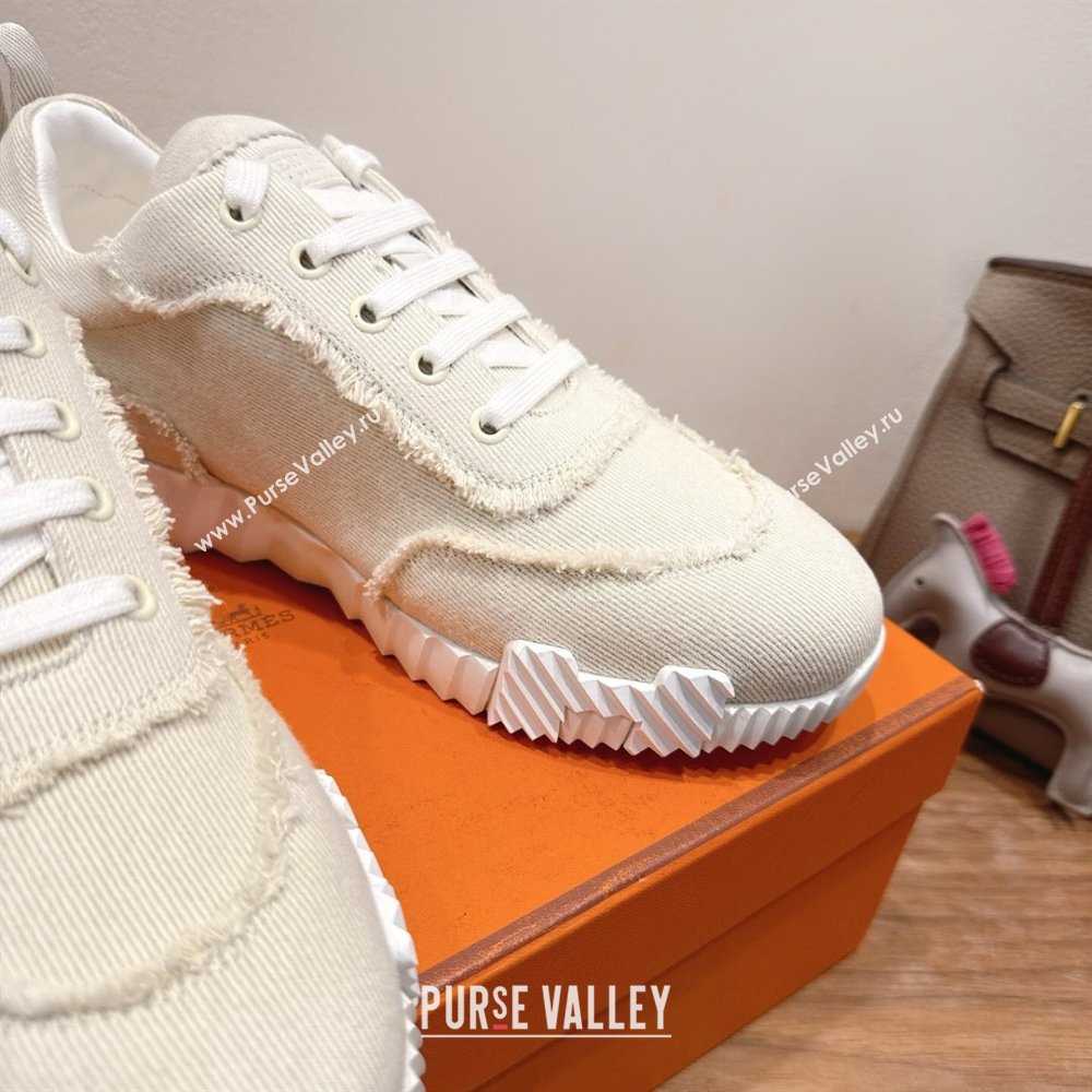 Hermes Bouncing Sneakers in Fringed H Canvas Light Beige/Grey 2025 1222 (MD-251222053)