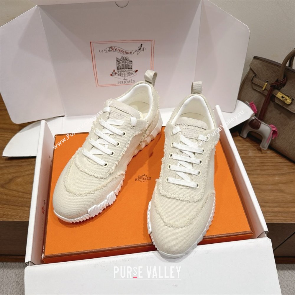 Hermes Bouncing Sneakers in Fringed H Canvas Light Beige/Grey 2025 1222 (MD-251222053)