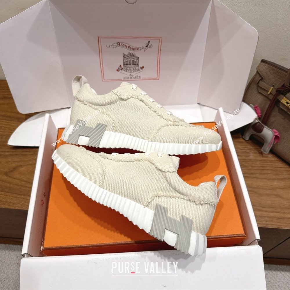 Hermes Bouncing Sneakers in Fringed H Canvas Light Beige/Grey 2025 1222 (MD-251222053)