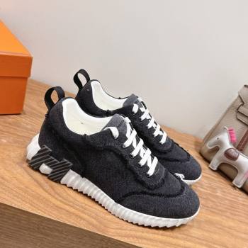 Hermes Bouncing Sneakers in Fringed H Canvas Grey Black 2025 1222 (MD-251222054)