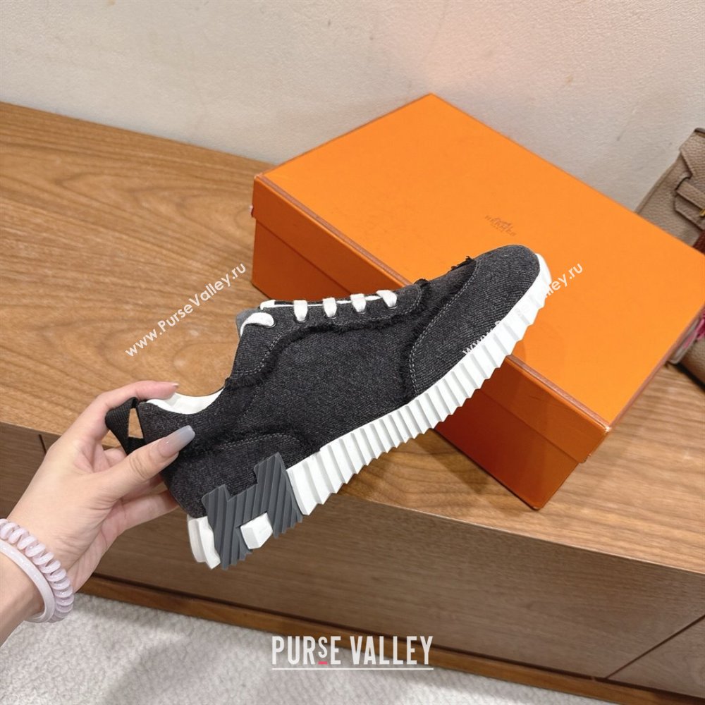Hermes Bouncing Sneakers in Fringed H Canvas Grey Black 2025 1222 (MD-251222054)