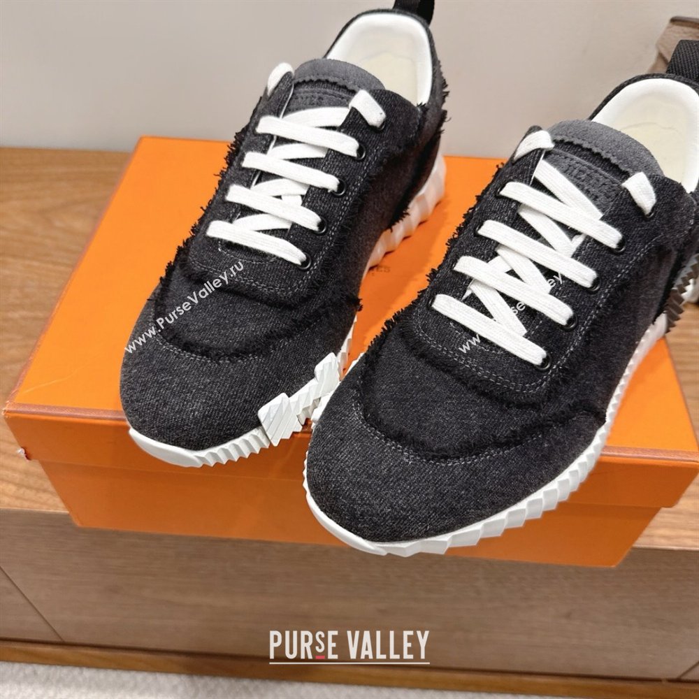 Hermes Bouncing Sneakers in Fringed H Canvas Grey Black 2025 1222 (MD-251222054)