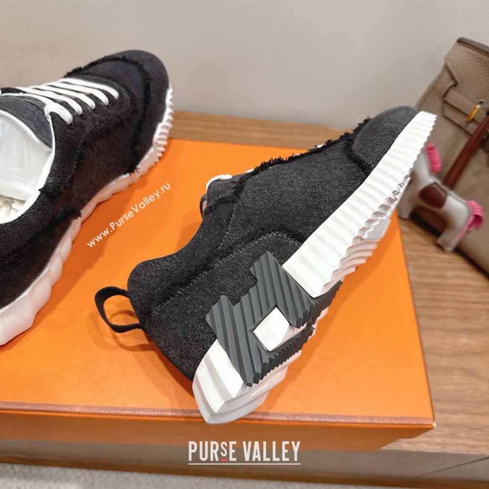 Hermes Bouncing Sneakers in Fringed H Canvas Grey Black 2025 1222 (MD-251222054)