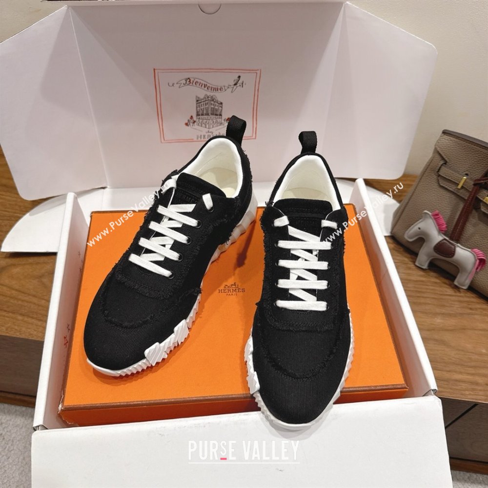 Hermes Bouncing Sneakers in Fringed H Canvas Black2 2025 1222 (MD-251222058)