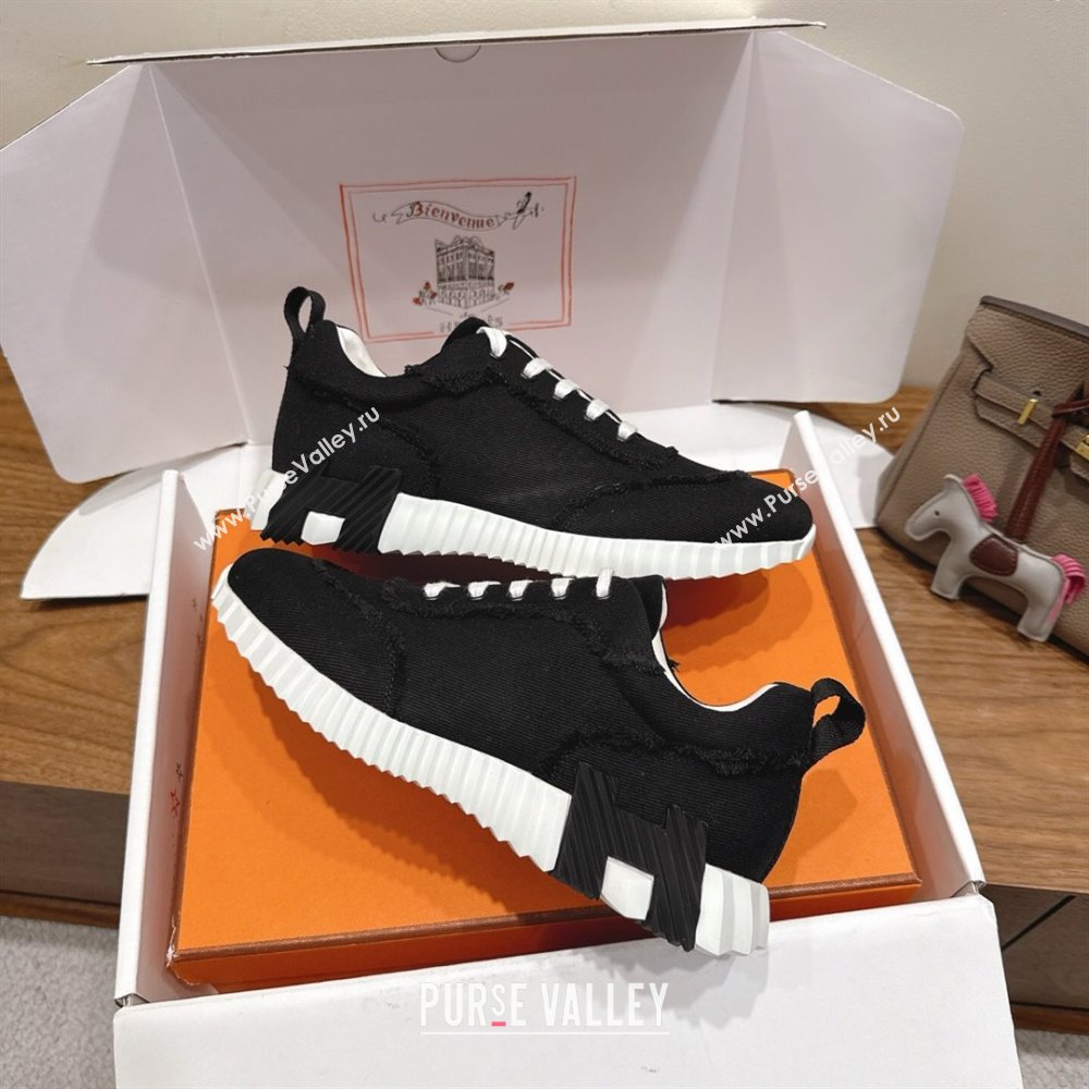 Hermes Bouncing Sneakers in Fringed H Canvas Black2 2025 1222 (MD-251222058)