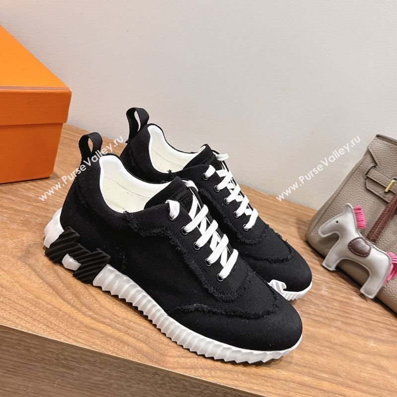 Hermes Bouncing Sneakers in Fringed H Canvas Black2 2025 1222 (MD-251222058)