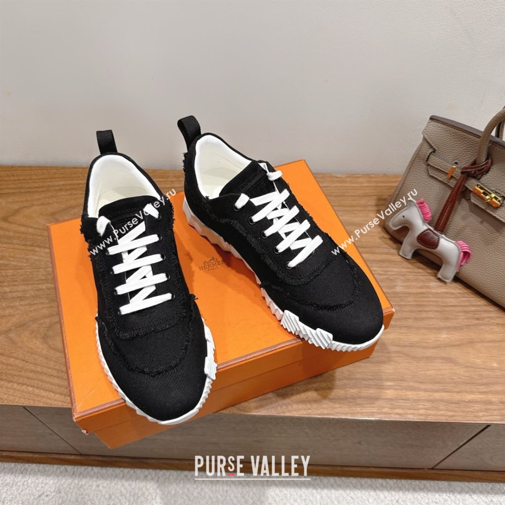Hermes Bouncing Sneakers in Fringed H Canvas Black2 2025 1222 (MD-251222058)