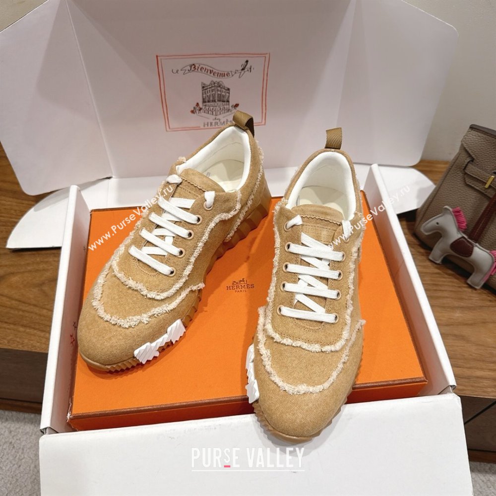 Hermes Bouncing Sneakers in Fringed H Canvas Beige/White 2025 1222 (MD-251222062)