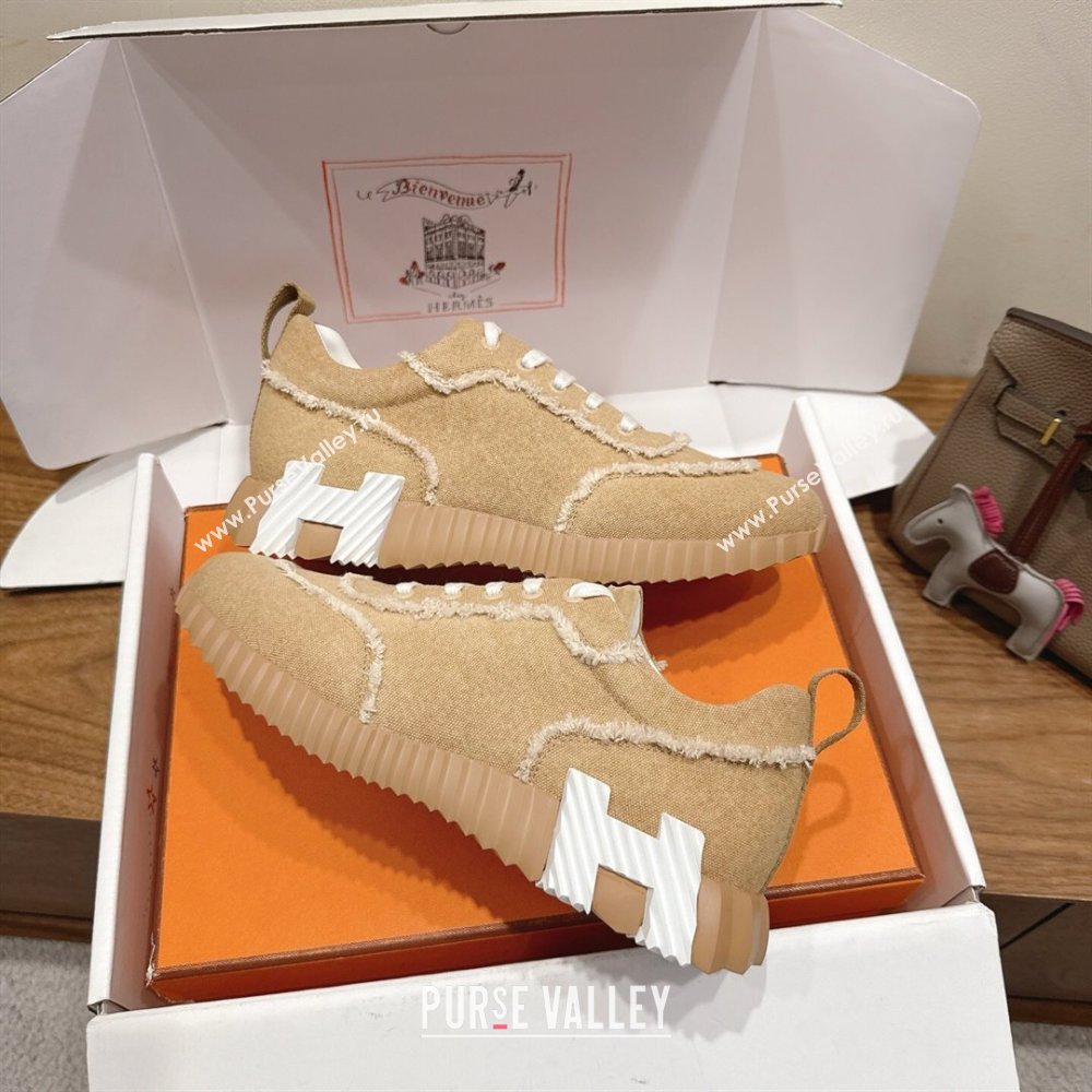 Hermes Bouncing Sneakers in Fringed H Canvas Beige/White 2025 1222 (MD-251222062)