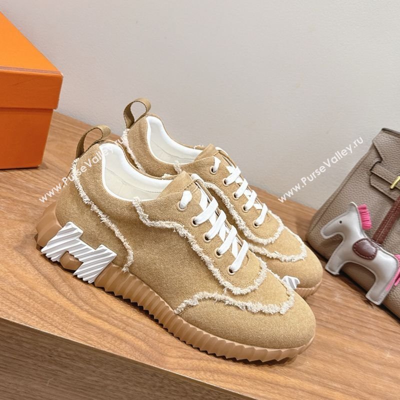 Hermes Bouncing Sneakers in Fringed H Canvas Beige/White 2025 1222 (MD-251222062)