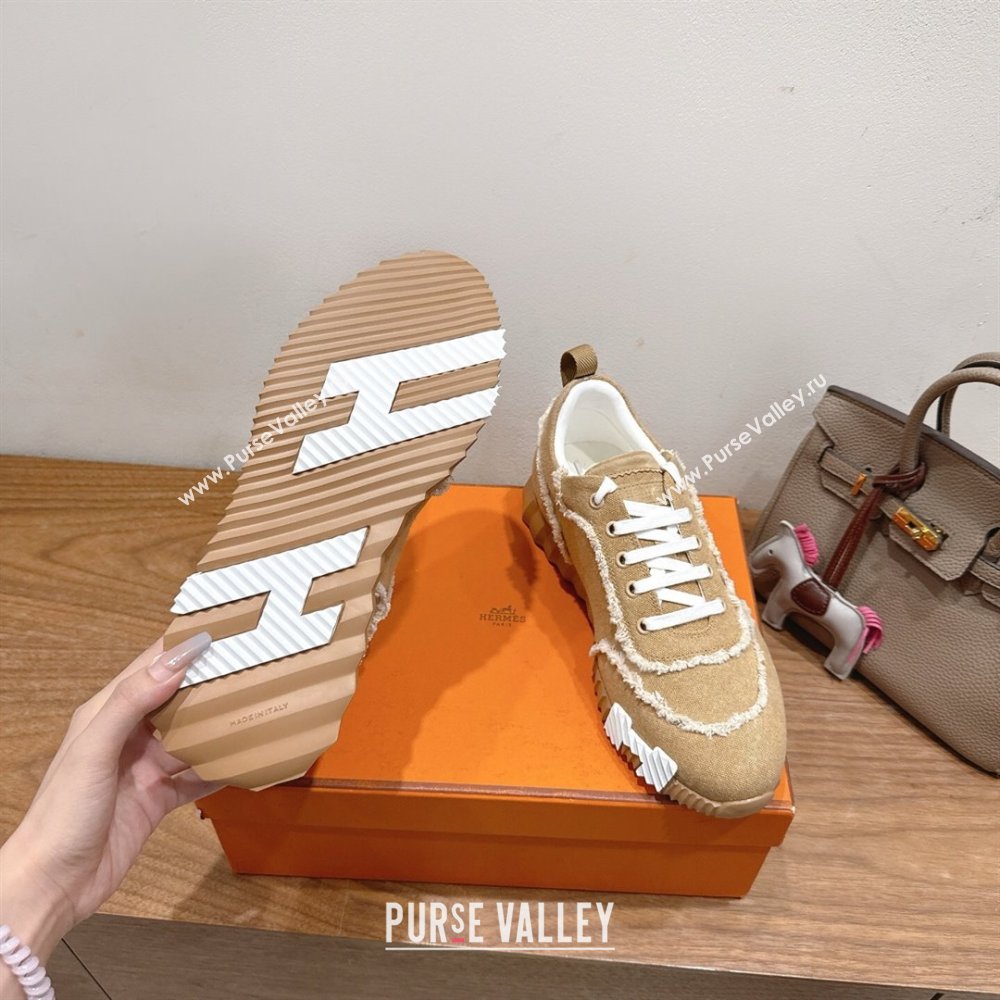 Hermes Bouncing Sneakers in Fringed H Canvas Beige/White 2025 1222 (MD-251222062)