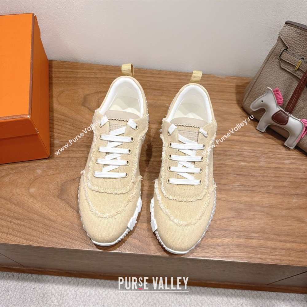 Hermes Bouncing Sneakers in Fringed H Canvas Light Beige 2025 1222 (MD-251222063)