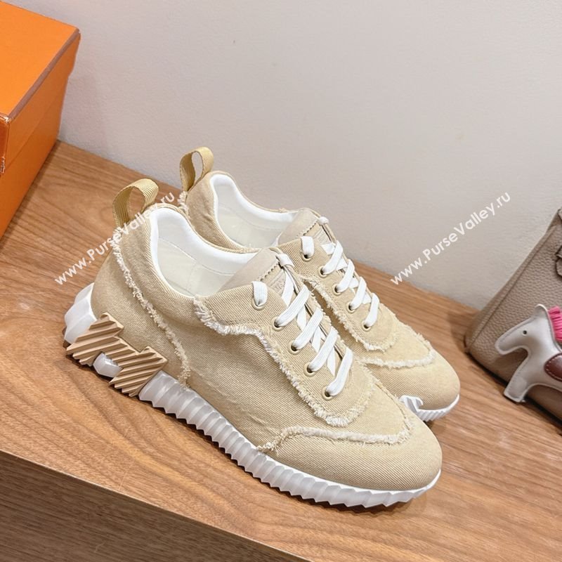 Hermes Bouncing Sneakers in Fringed H Canvas Light Beige 2025 1222 (MD-251222063)