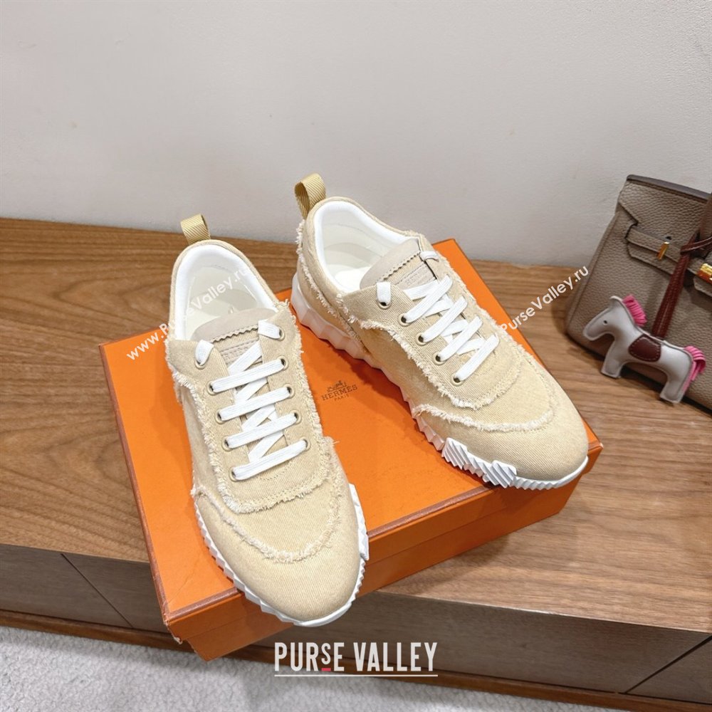 Hermes Bouncing Sneakers in Fringed H Canvas Light Beige 2025 1222 (MD-251222063)