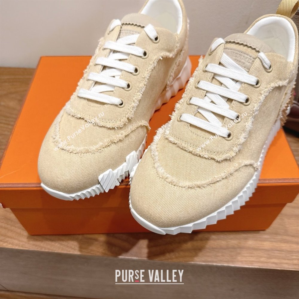 Hermes Bouncing Sneakers in Fringed H Canvas Light Beige 2025 1222 (MD-251222063)