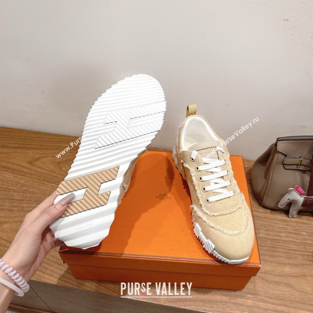 Hermes Bouncing Sneakers in Fringed H Canvas Light Beige 2025 1222 (MD-251222063)