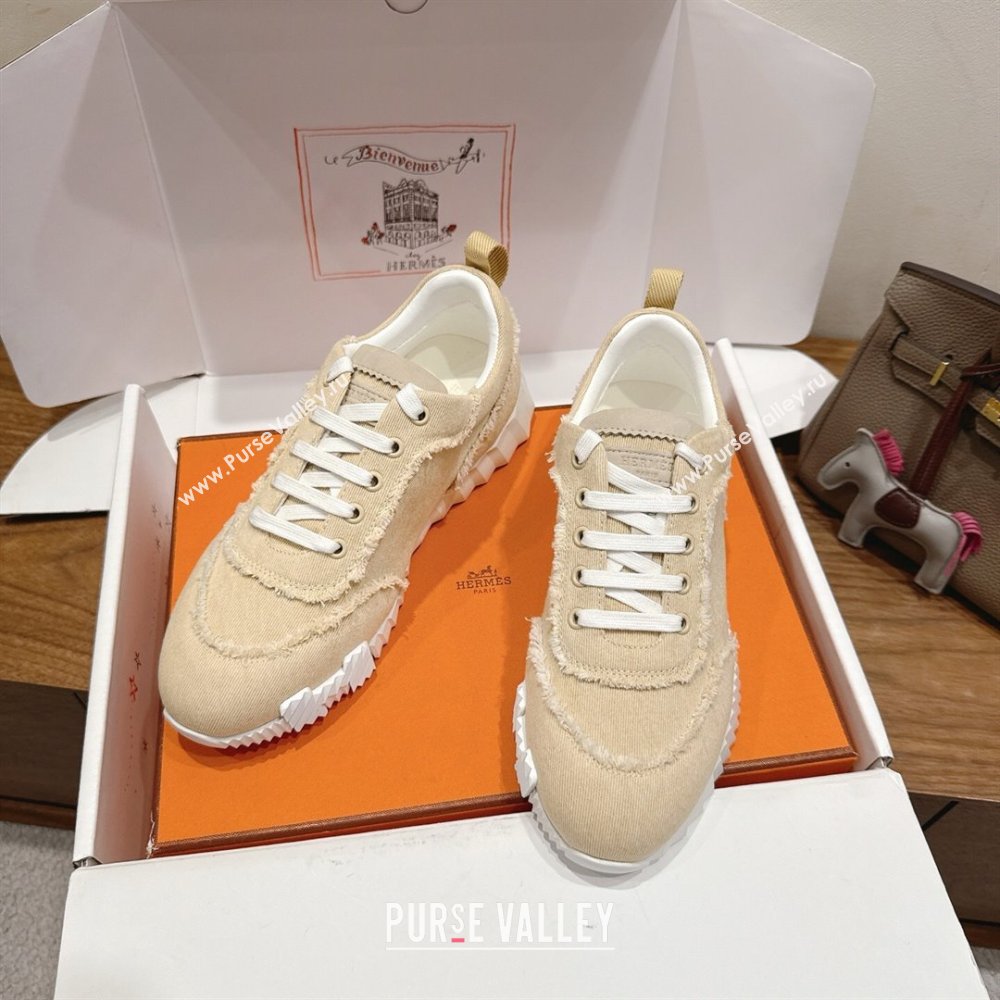Hermes Bouncing Sneakers in Fringed H Canvas Light Beige 2025 1222 (MD-251222063)