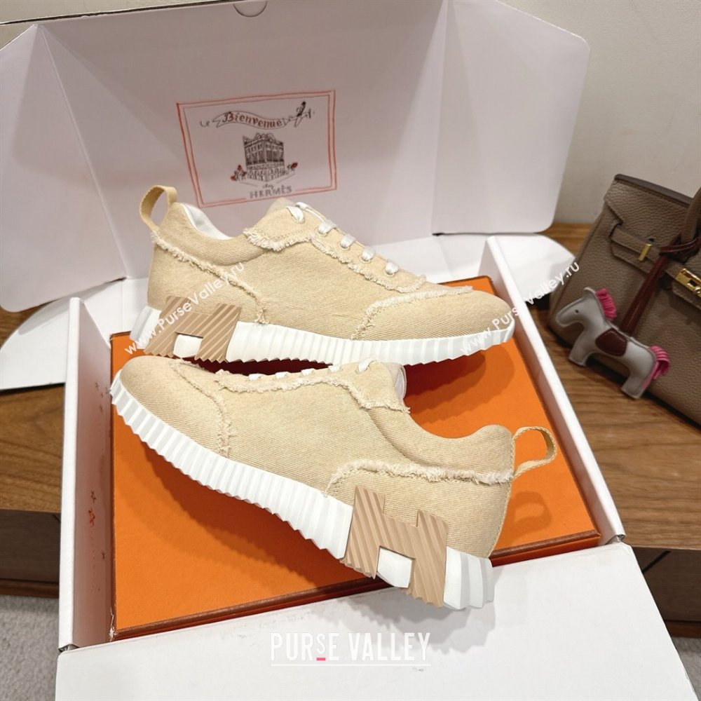Hermes Bouncing Sneakers in Fringed H Canvas Light Beige 2025 1222 (MD-251222063)