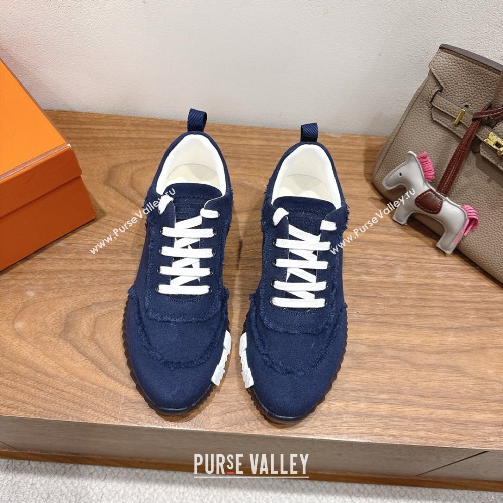 Hermes Bouncing Sneakers in Fringed H Canvas Navy Blue 2025 1222 (MD-251222064)