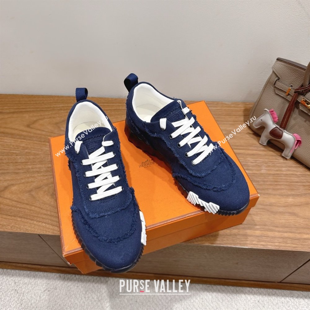 Hermes Bouncing Sneakers in Fringed H Canvas Navy Blue 2025 1222 (MD-251222064)
