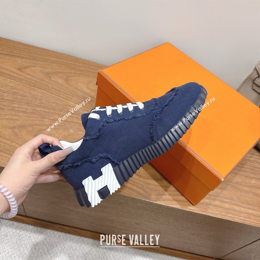Hermes Bouncing Sneakers in Fringed H Canvas Navy Blue 2025 1222 (MD-251222064)
