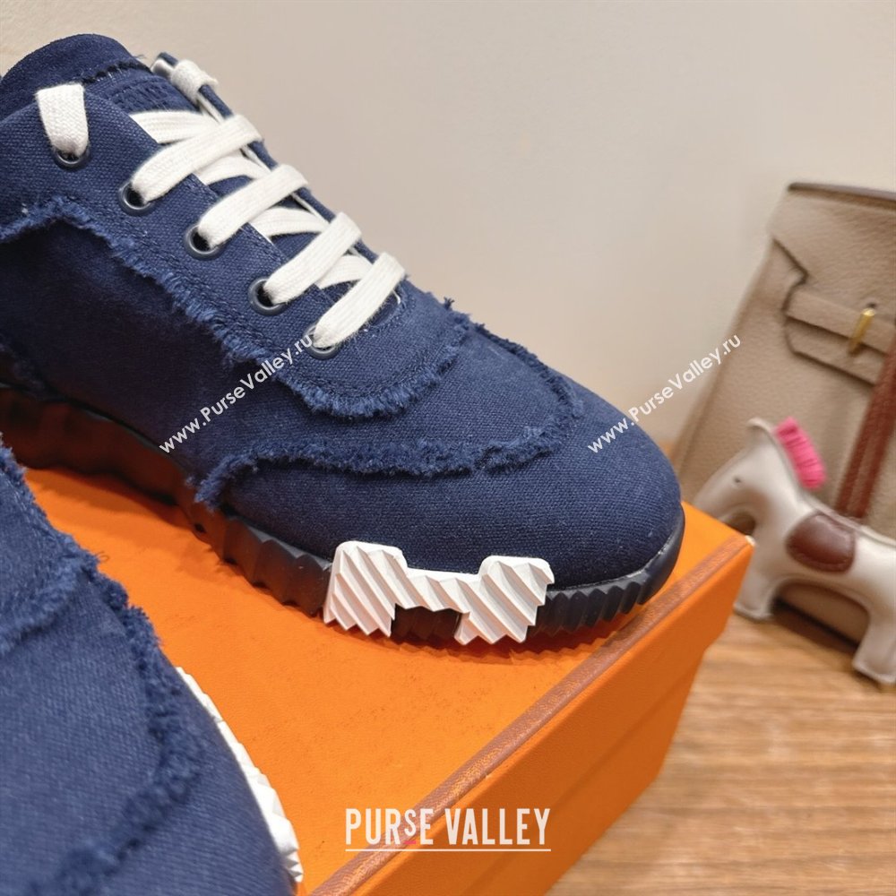Hermes Bouncing Sneakers in Fringed H Canvas Navy Blue 2025 1222 (MD-251222064)