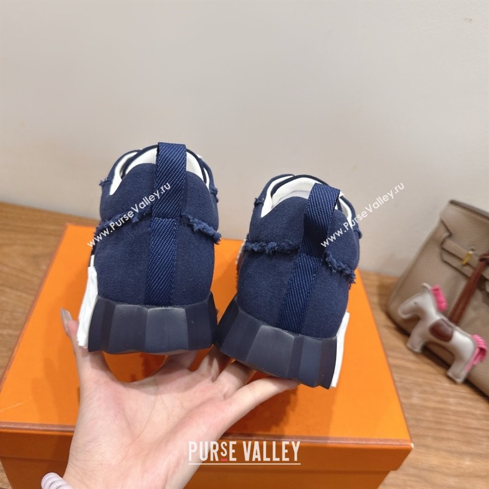 Hermes Bouncing Sneakers in Fringed H Canvas Navy Blue 2025 1222 (MD-251222064)