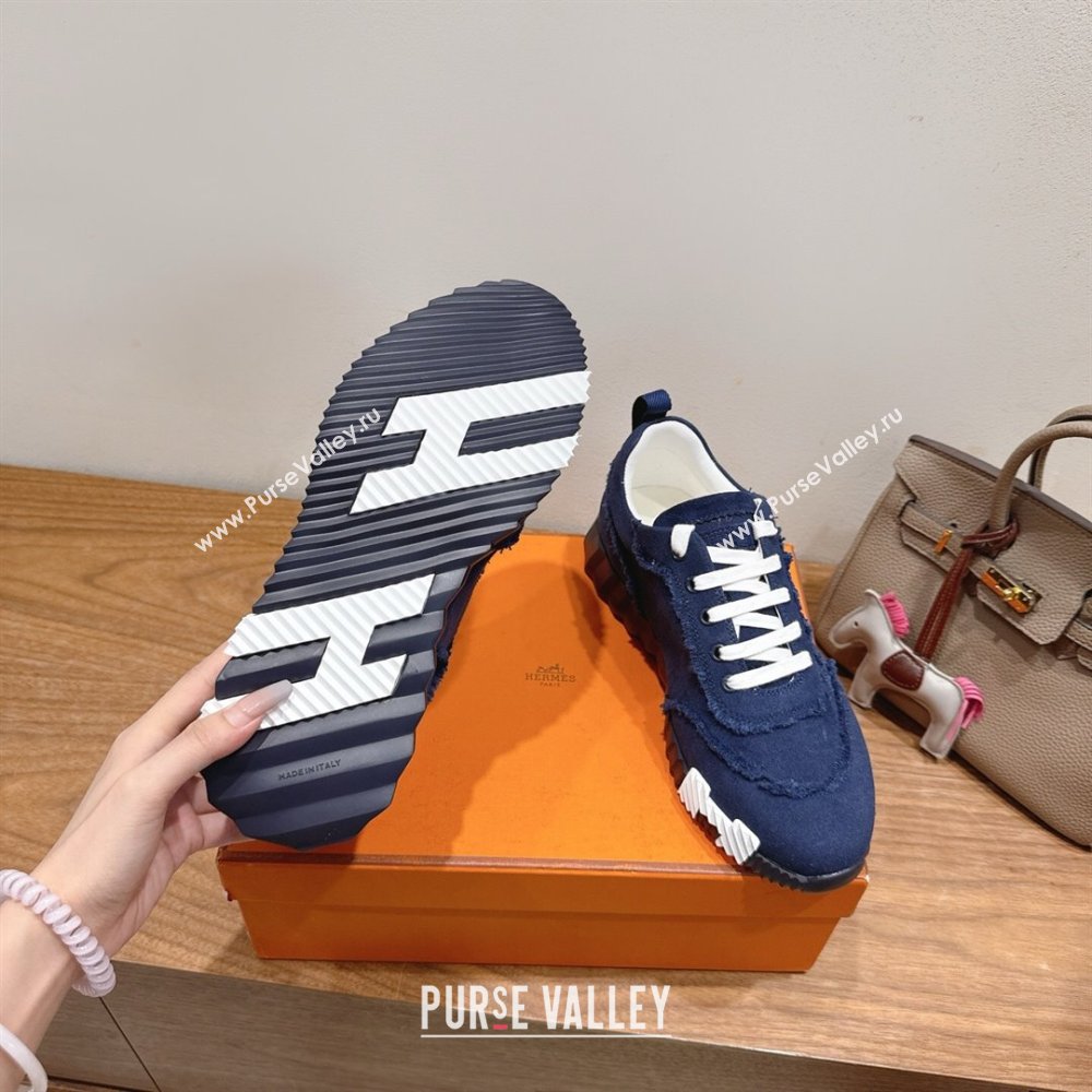 Hermes Bouncing Sneakers in Fringed H Canvas Navy Blue 2025 1222 (MD-251222064)