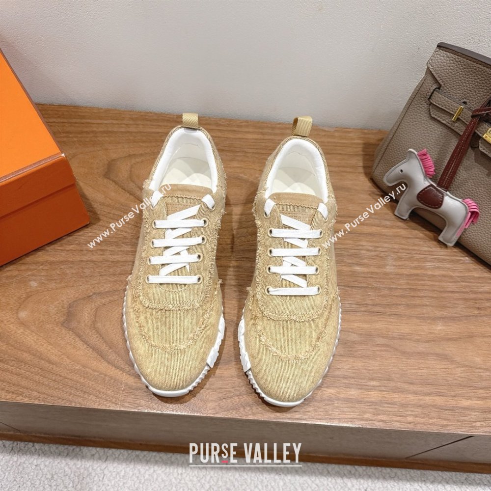 Hermes Bouncing Sneakers in Fringed H Canvas Beige/Burgundy 2025 1222 (MD-251222065)