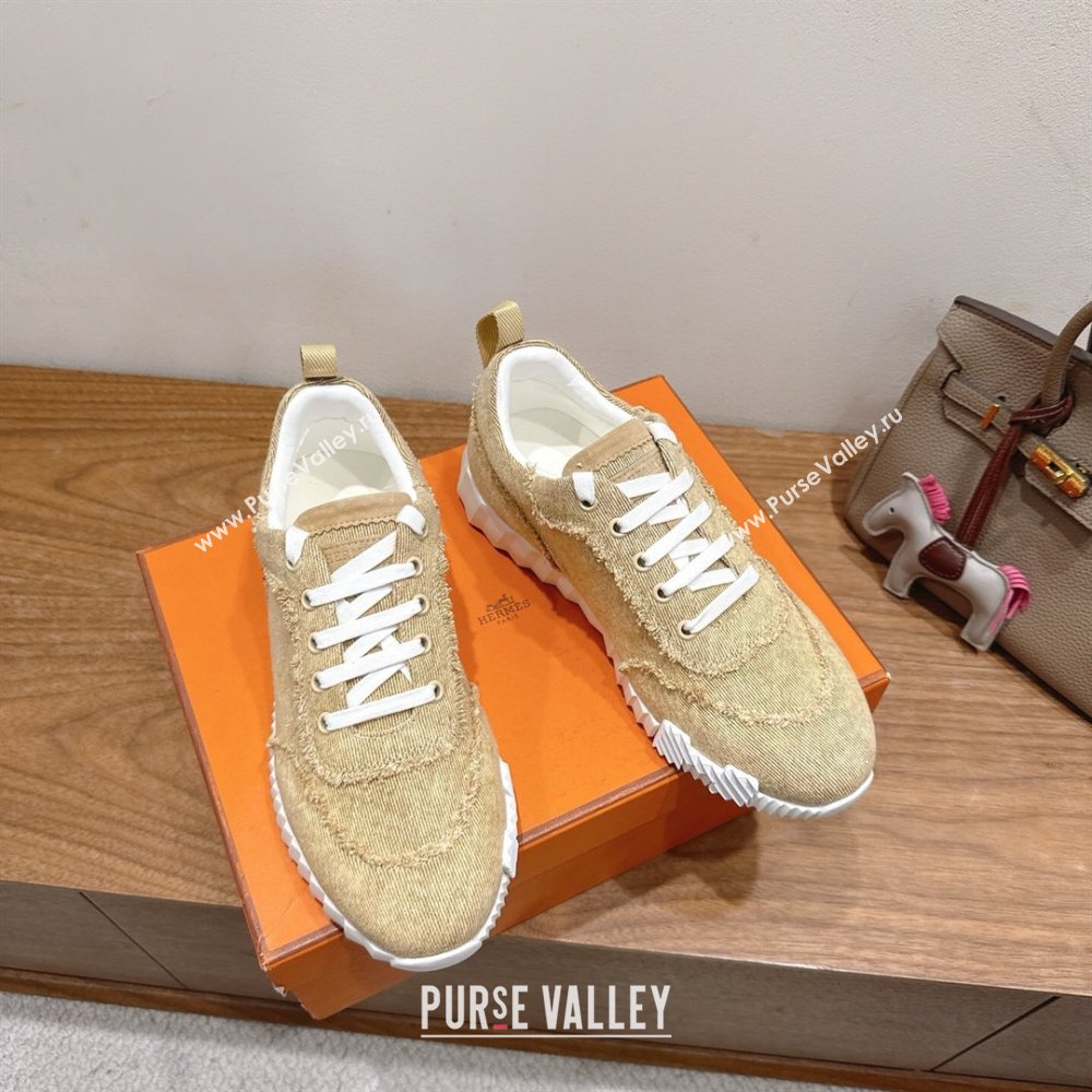 Hermes Bouncing Sneakers in Fringed H Canvas Beige/Burgundy 2025 1222 (MD-251222065)