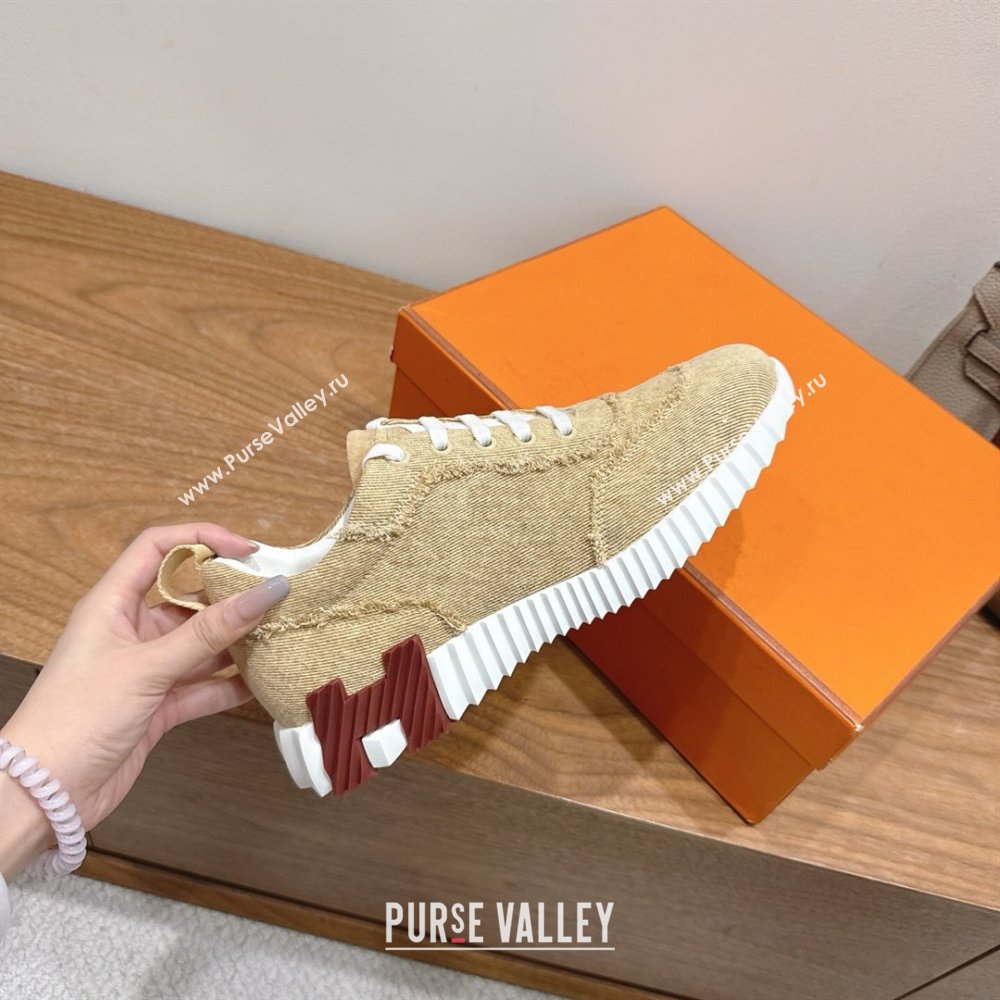 Hermes Bouncing Sneakers in Fringed H Canvas Beige/Burgundy 2025 1222 (MD-251222065)