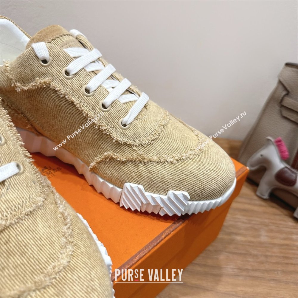 Hermes Bouncing Sneakers in Fringed H Canvas Beige/Burgundy 2025 1222 (MD-251222065)