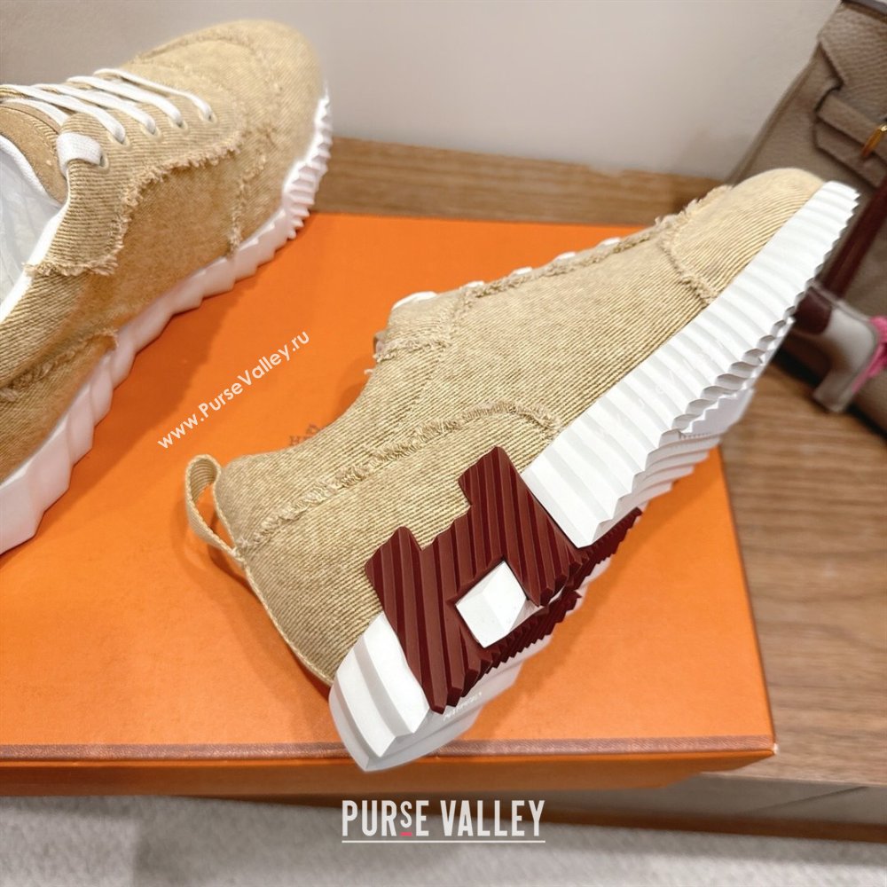 Hermes Bouncing Sneakers in Fringed H Canvas Beige/Burgundy 2025 1222 (MD-251222065)