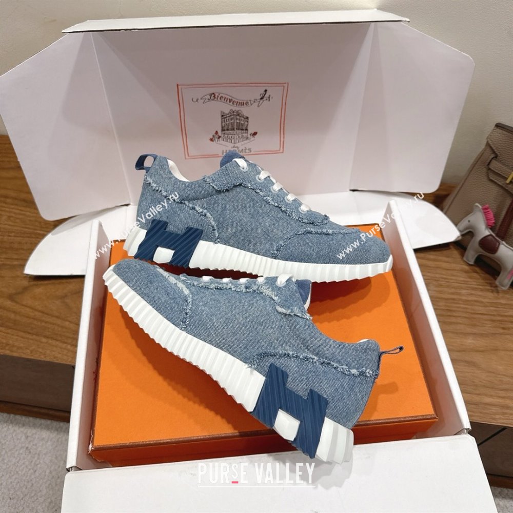 Hermes Bouncing Sneakers in Fringed H Canvas Light Blue 2025 1222 (MD-251222068)