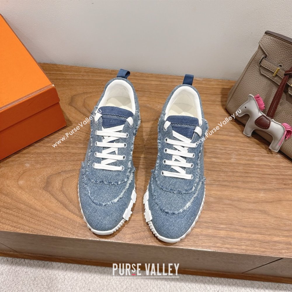 Hermes Bouncing Sneakers in Fringed H Canvas Light Blue 2025 1222 (MD-251222068)
