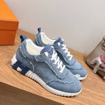 Hermes Bouncing Sneakers in Fringed H Canvas Light Blue 2025 1222 (MD-251222068)