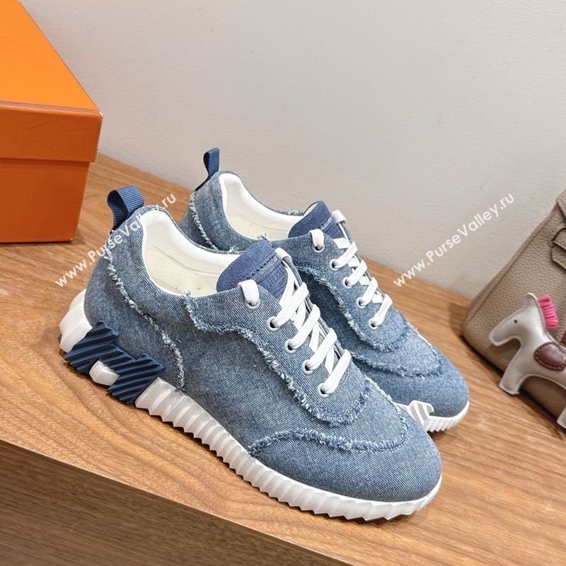 Hermes Bouncing Sneakers in Fringed H Canvas Light Blue 2025 1222 (MD-251222068)
