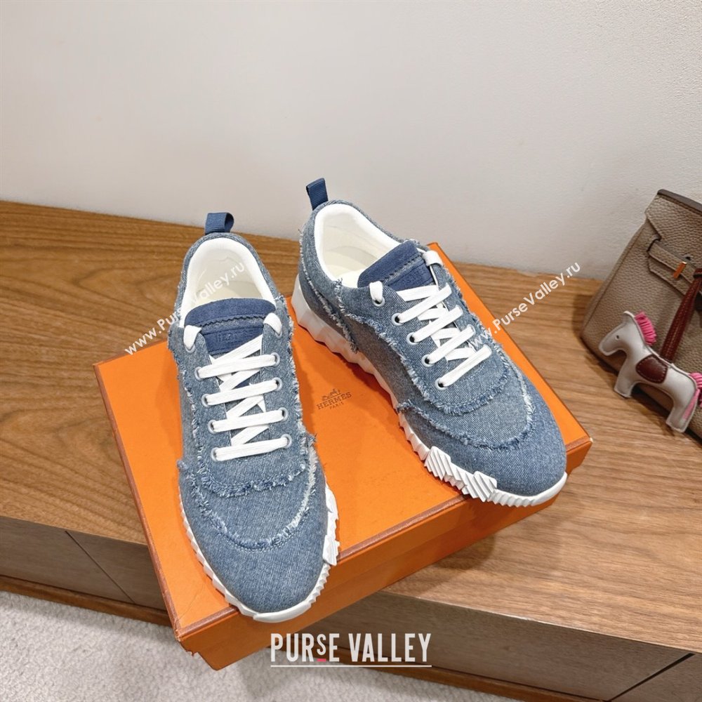 Hermes Bouncing Sneakers in Fringed H Canvas Light Blue 2025 1222 (MD-251222068)