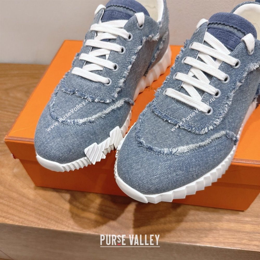 Hermes Bouncing Sneakers in Fringed H Canvas Light Blue 2025 1222 (MD-251222068)