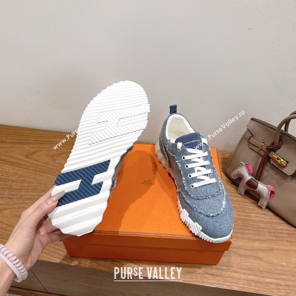 Hermes Bouncing Sneakers in Fringed H Canvas Light Blue 2025 1222 (MD-251222068)
