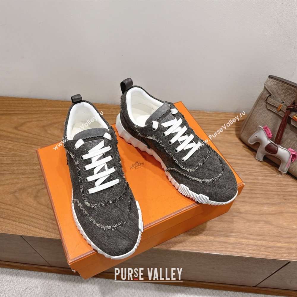 Hermes Bouncing Sneakers in Fringed H Canvas Dark Grey 2 2025 1222 (MD-251222069)