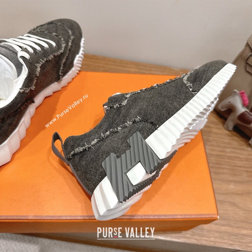 Hermes Bouncing Sneakers in Fringed H Canvas Dark Grey 2 2025 1222 (MD-251222069)