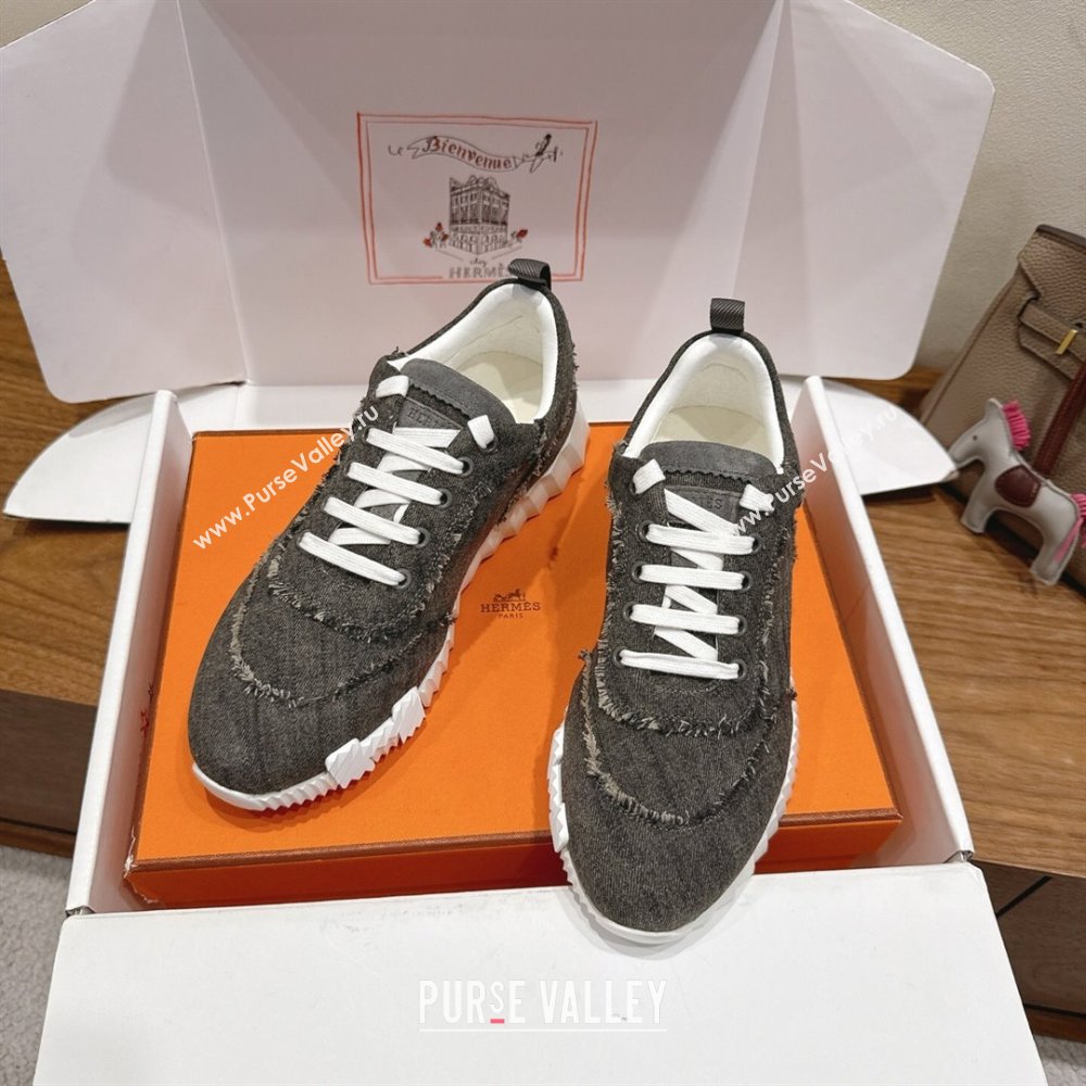 Hermes Bouncing Sneakers in Fringed H Canvas Dark Grey 2 2025 1222 (MD-251222069)
