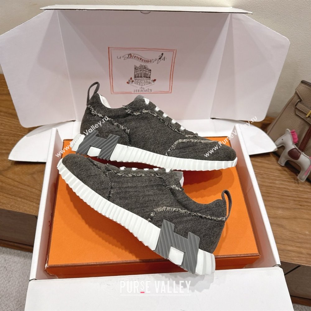 Hermes Bouncing Sneakers in Fringed H Canvas Dark Grey 2 2025 1222 (MD-251222069)