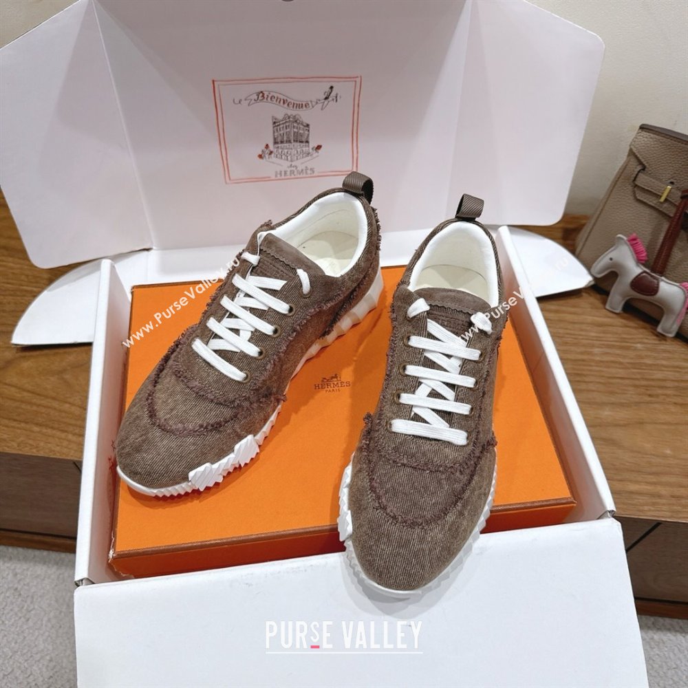 Hermes Bouncing Sneakers in Fringed H Canvas Taupe 2025 1222 (MD-251222070)