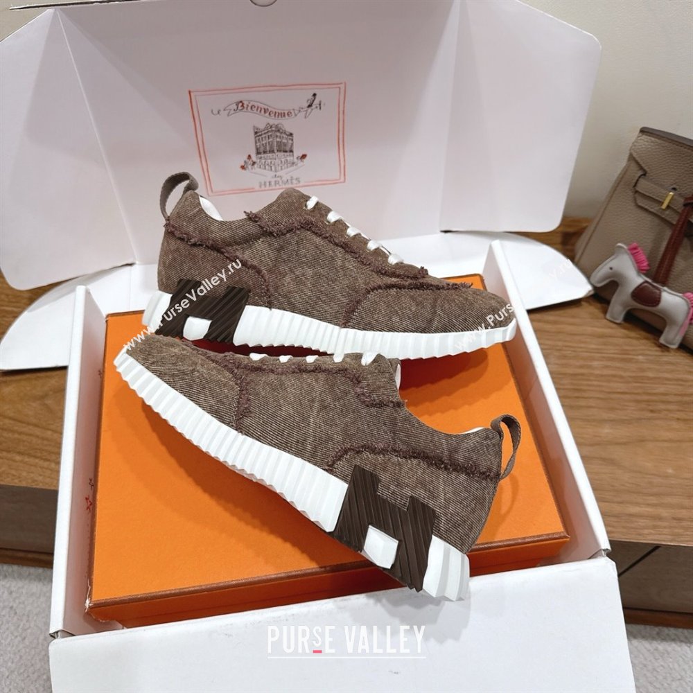 Hermes Bouncing Sneakers in Fringed H Canvas Taupe 2025 1222 (MD-251222070)
