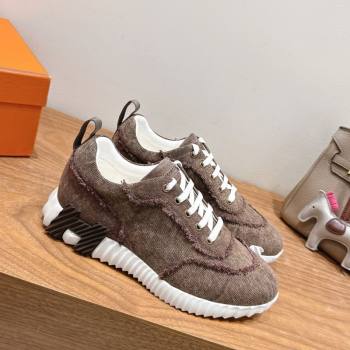 Hermes Bouncing Sneakers in Fringed H Canvas Taupe 2025 1222 (MD-251222070)