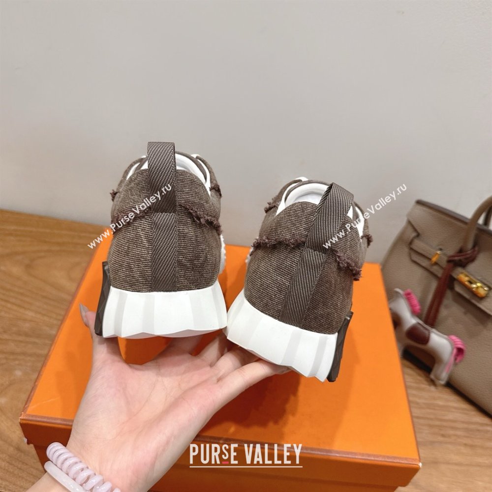 Hermes Bouncing Sneakers in Fringed H Canvas Taupe 2025 1222 (MD-251222070)
