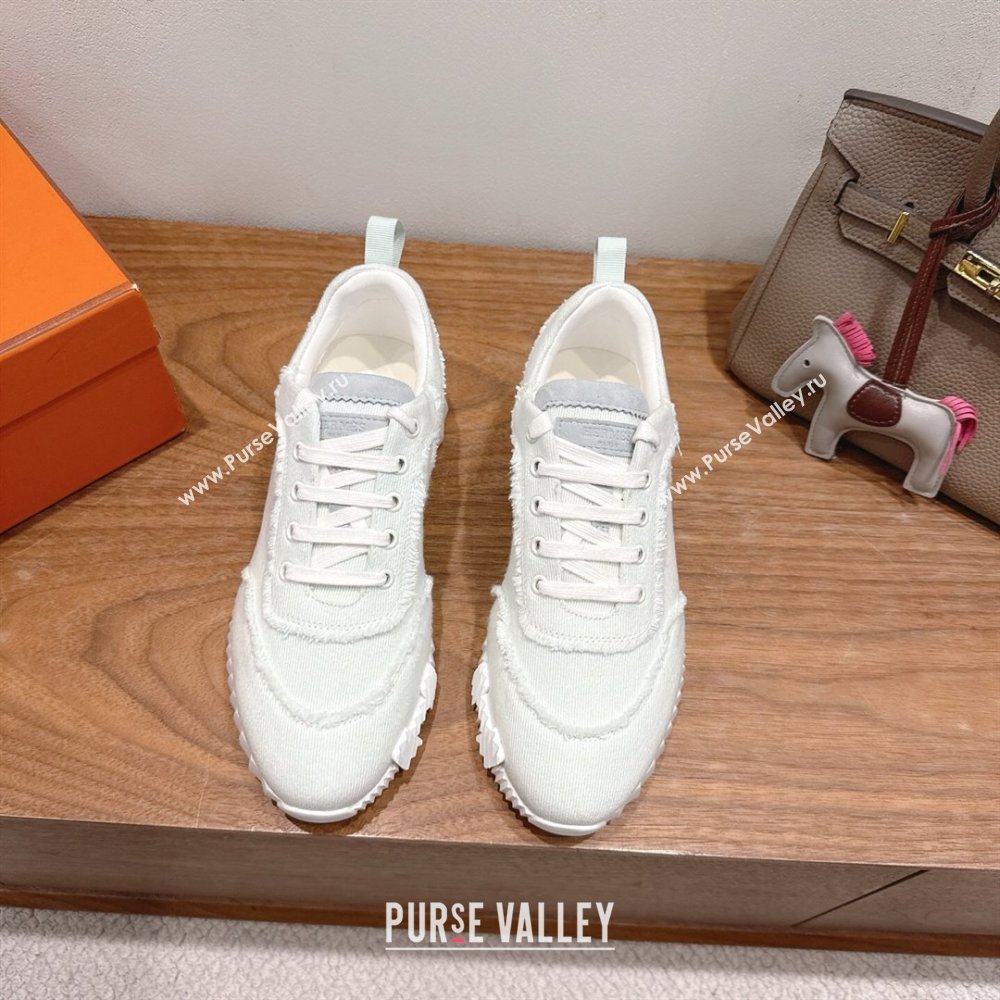 Hermes Bouncing Sneakers in Fringed H Canvas White/Green 2025 1222 (MD-251222071)