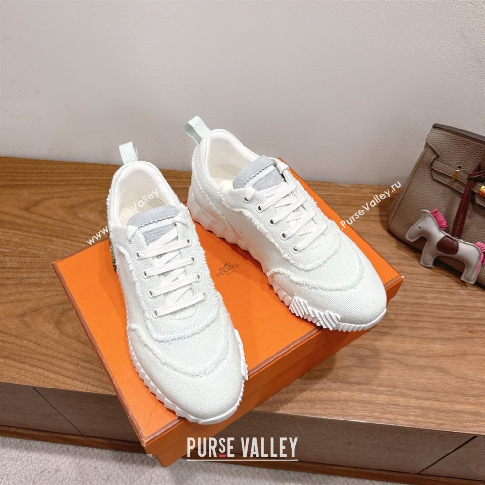 Hermes Bouncing Sneakers in Fringed H Canvas White/Green 2025 1222 (MD-251222071)